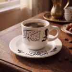 ⁦فنجان أم كلثوم بورسلين بتصميم كلاسيكي أبيض وأسود – سعة 90 مل لعشاق الطرب الأصيل⁩ - الصورة ⁦2⁩