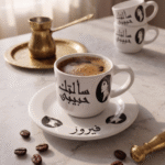 ⁦فنجان فيروز 90 مل بورسلين أبيض بتصميم كلاسيكي لمحبي الطرب والقهوة⁩ - الصورة ⁦2⁩