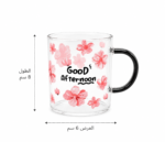 ⁦كوب زجاج 200 مل شفاف بتصميم ورود أنيق للمشروبات الساخنة والباردة⁩ - الصورة ⁦5⁩