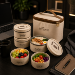 طقم لانش بوكس حراري 4 علب مع شنطة حفظ معزولة – Bento Box لحفظ الطعام الساخن والبارد – أغطية محكمة ضد التسريب - الصورة 2