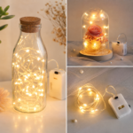 بيبي لايت LED بطول 1 متر بإضاءة وورم دافئة – سلك نحاسي مرن للديكور والتصوير والحفلات - الصورة 4