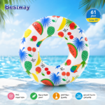 ⁦عوامة سباحة فواكه استوائية Bestway 61 سم – عوامة هوائية للمسبح والبحر للأطفال والكبار بتصميم صيفي ملون⁩ - الصورة ⁦4⁩