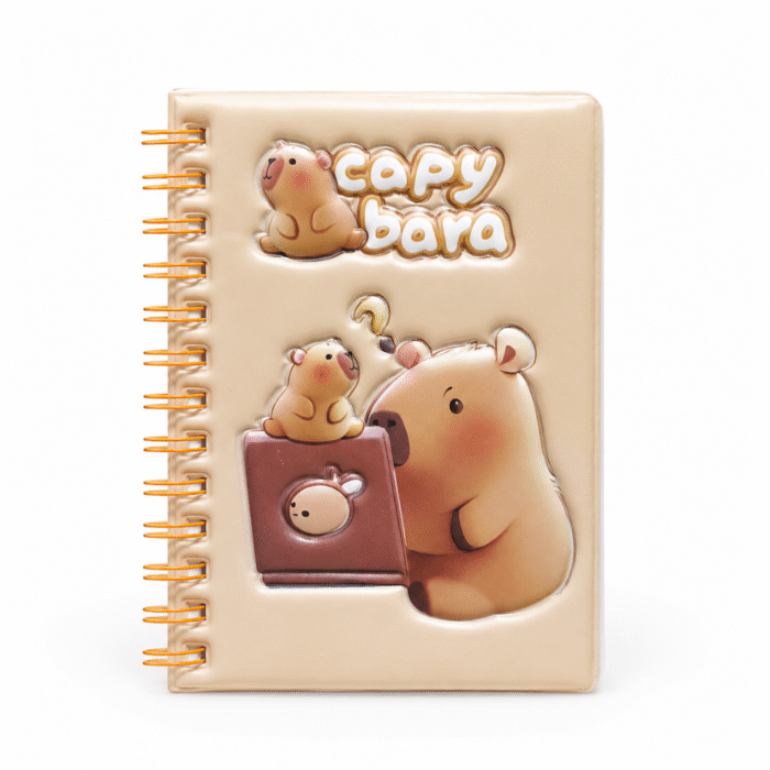 نوت سلك كابي بارا هارد كوفر بتصميم ثلاثي الأبعاد – دفتر ملاحظات Cute Capybara للدراسة والكتابة اليومية