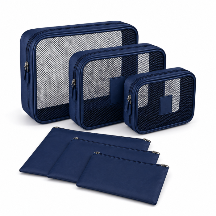 طقم منظمات سفر 6 قطع لتنظيم الملابس داخل الشنطة – Packing Cubes Set كحلي