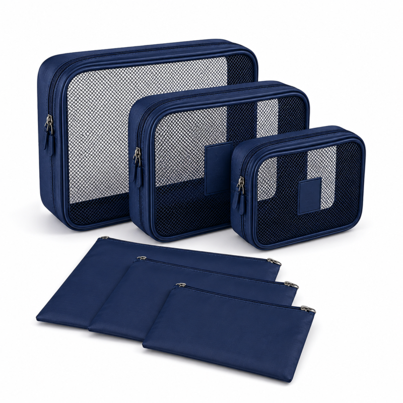 طقم منظمات سفر 6 قطع لتنظيم الملابس داخل الشنطة – Packing Cubes Set كحلي