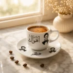 ⁦فنجان قهوة عبد الحليم حافظ أهواك 90 مل مع صحن بورسلين فاخر⁩ - الصورة ⁦2⁩
