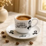 ⁦فنجان قهوة عبد الحليم حافظ جانا الهوى 90 مل مع صحن بورسلين فاخر⁩ - الصورة ⁦2⁩