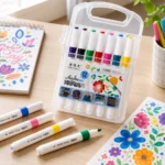 ⁦أقلام أكريليك ماركر 12 لون في علبة بلاستيكية – ألوان رسم متعددة الأسطح سريعة الجفاف⁩ - الصورة ⁦3⁩
