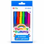 أقلام جل معطرة 6 ألوان Yummy Yummy – أقلام ملونة للرسم والكتابة بحبر جل لامع للأطفال والطلاب