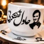 ⁦فنجان قهوة عبد الحليم حافظ كوبليه حاول تفتكرني 90 مل مع صحن بورسلين فاخر⁩ - الصورة ⁦2⁩