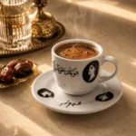 ⁦فنجان قهوة فيروز كوبليه شو كانت حلوة الليالي 90 مل مع صحن بورسلين فاخر⁩ - الصورة ⁦3⁩