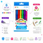 ⁦أقلام جل معطرة 6 ألوان Yummy Yummy – أقلام ملونة للرسم والكتابة بحبر جل لامع للأطفال والطلاب⁩ - الصورة ⁦4⁩