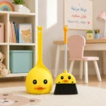 مقشة وجاروف بشكل بطة كيوت – مقشة 55 سم وجاروف 40 سم - طقم تنظيف سهل التخزين - الصورة 4