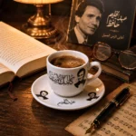 ⁦فنجان قهوة عبد الحليم حافظ كوبليه كامل الأوصاف 90 مل مع صحن بورسلين فاخر⁩ - الصورة ⁦3⁩