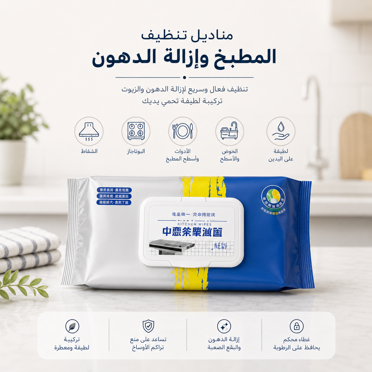 c228c807-23e0-4b90-b358-b3e3bbf95cae مناديل تنظيف المطبخ وإزالة الدهون – مناديل مبللة متعددة الاستخدامات للمطابخ والأسطح