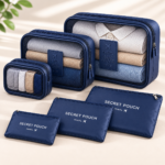 ⁦طقم منظمات سفر 6 قطع لتنظيم الملابس داخل الشنطة – Packing Cubes Set كحلي⁩ - الصورة ⁦2⁩