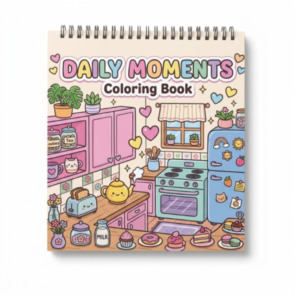 كتاب تلوين Daily Moments برسومات كيوت ومشاهد يومية مريحة للكبار والأطفال