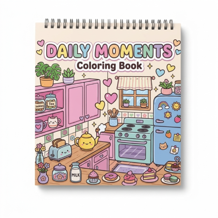 كتاب تلوين Daily Moments Cozy برسومات كيوت ومشاهد يومية مريحة للكبار والأطفال