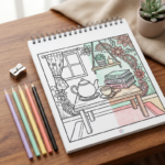 ⁦كتاب تلوين Daily Moments برسومات كيوت ومشاهد يومية مريحة للكبار والأطفال⁩ - الصورة ⁦3⁩