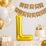 ⁦بالونات الحروف الإنجليزية الفاخرة – بالون حرف L فاكيوم ذهبي – مقاس 32 بوصة (80×49 سم) – يملأ بالهيليوم أو الهواء – زينة أعياد الميلاد والحفلات⁩ - الصورة ⁦4⁩