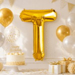 ⁦بالونات الحروف الإنجليزية الفاخرة – بالون حرف T فاكيوم ذهبي – مقاس 32 بوصة – يملأ بالهيليوم أو الهواء – زينة فخمة لأعياد الميلاد والحفلات والمناسبات⁩ - الصورة ⁦2⁩