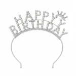 طوق Happy Birthday بالإنجليزي للتصوير والحفلات – مقاس 20×10 سم – متوفر ذهبي وفضي - الصورة 3