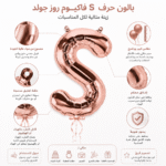بالونات الحروف الإنجليزية الفاخرة – بالون حرف S فاكيوم روز جولد – مقاس 32 بوصة – يملأ بالهواء أو الهيليوم – زينة فخمة لأعياد الميلاد والحفلات والمناسبات - الصورة 4