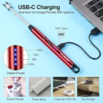 ⁦ولاعة كهربائية للمطبخ قابلة للشحن USB برقبة مرنة – طول 25 سم وعرض 1.5 سم / اللون أحمر⁩ - الصورة ⁦3⁩
