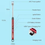 ⁦ولاعة كهربائية للمطبخ قابلة للشحن USB برقبة مرنة – طول 25 سم وعرض 1.5 سم / اللون أحمر⁩ - الصورة ⁦4⁩
