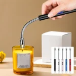 ولاعة كهربائية للمطبخ قابلة للشحن USB برقبة مرنة – طول 25 سم وعرض 1.5 سم / اللون أسود