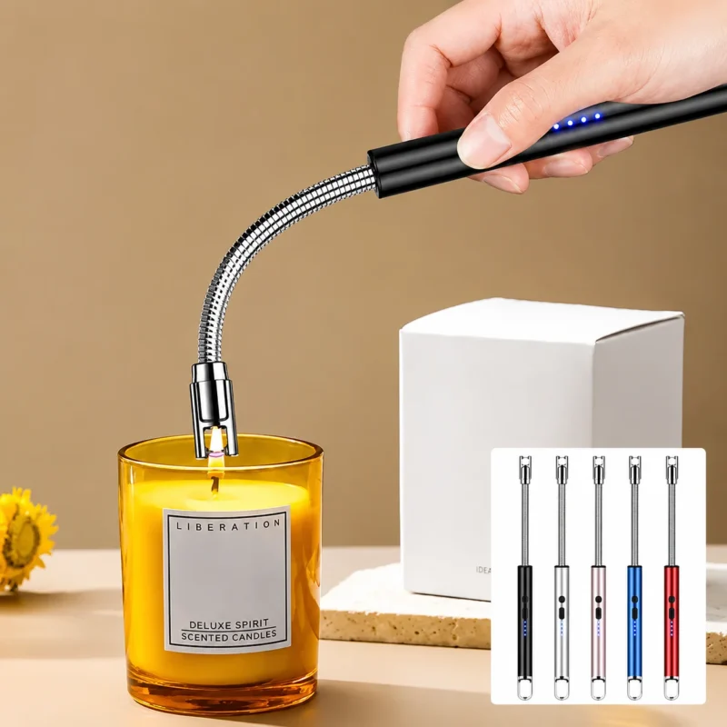 ولاعة كهربائية للمطبخ قابلة للشحن USB برقبة مرنة – طول 25 سم وعرض 1.5 سم / اللون أسود