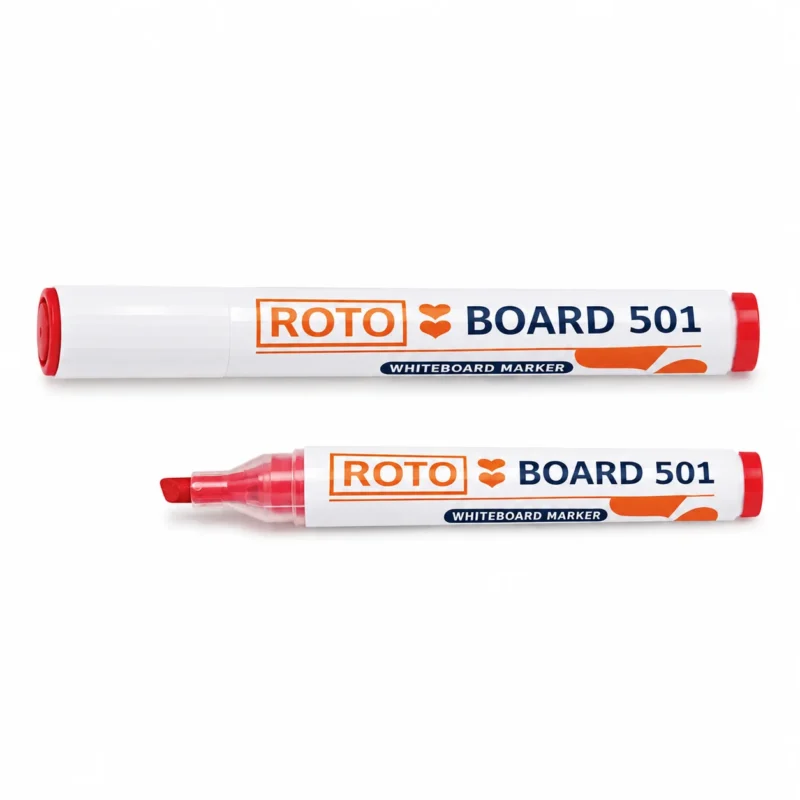 قلم سبورة أحمر ROTO Board 501 بسن مشطوف – ماركر وايت بورد للمدرسة والمكتب والاجتماعات