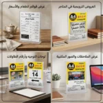 حامل لوحات إعلانية مكتبي أكريليك شفاف A4 – ستاند عرض إعلانات ومنيو وقوائم – مقاس 21 × 29.7 سم - الصورة 2