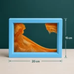 ⁦لوحة رملية متحركة بإطار أزرق وظهر أبيض مقاس 20×15 سم – ساعة رملية ديكورية ثلاثية الأبعاد للمكتب والمنزل⁩ - الصورة ⁦2⁩