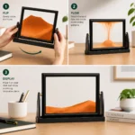 ⁦لوحة رملية متحركة ثلاثية الأبعاد بإطار أسود مقاس 25×18 سم – ديكور مكتبي مهدئ للاسترخاء وتشكيل مناظر رملية فريدة⁩ - الصورة ⁦4⁩
