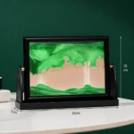 ⁦لوحة رملية متحركة ثلاثية الأبعاد بإطار أسود مقاس 25×18 سم – ديكور مكتبي مهدئ للاسترخاء وتشكيل مناظر رملية فريدة/اللون أخضر⁩ - الصورة ⁦3⁩