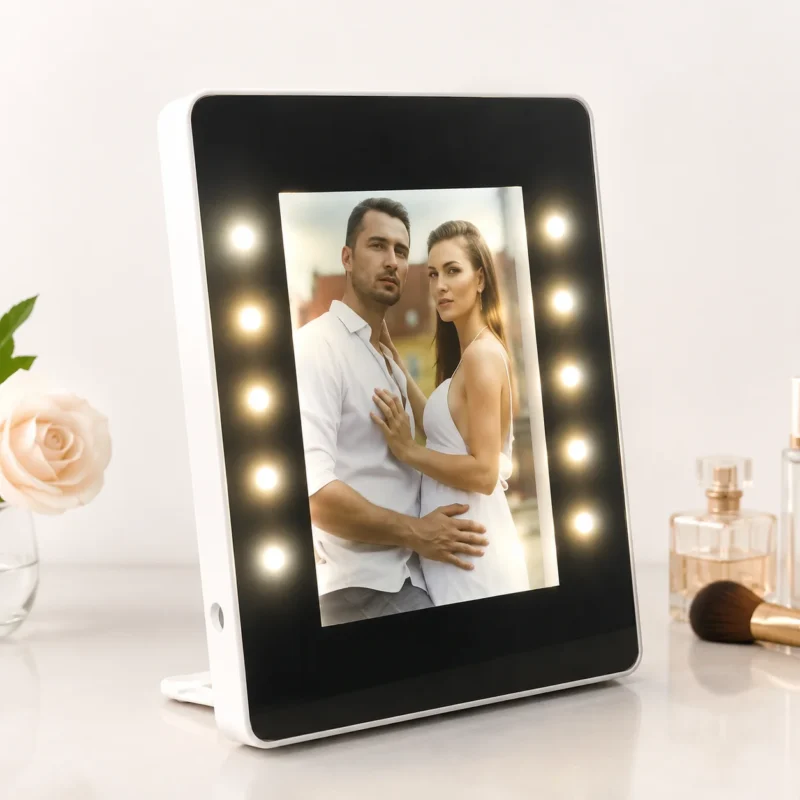 مرايا سحرية مضيئة مستطيلة 22×17 سم – مرآة LED قابلة للطباعة | اطبع أي صورة أو تصميم
