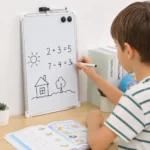 ⁦سبورة بيضاء مغناطيسية 20×30 سم مع قلم ومغناطيسات – سبورة قابلة للمسح بإطار فضي للمكتب والدراسة⁩ - الصورة ⁦2⁩