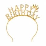 طوق Happy Birthday بالإنجليزي للتصوير والحفلات – مقاس 20×10 سم – متوفر ذهبي وفضي - الصورة 2