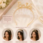 ⁦طوق Bride للعروسة بلاستيك  – تاج حفلات العروس للتصوير – مقاس 16*10سم⁩ - الصورة ⁦3⁩