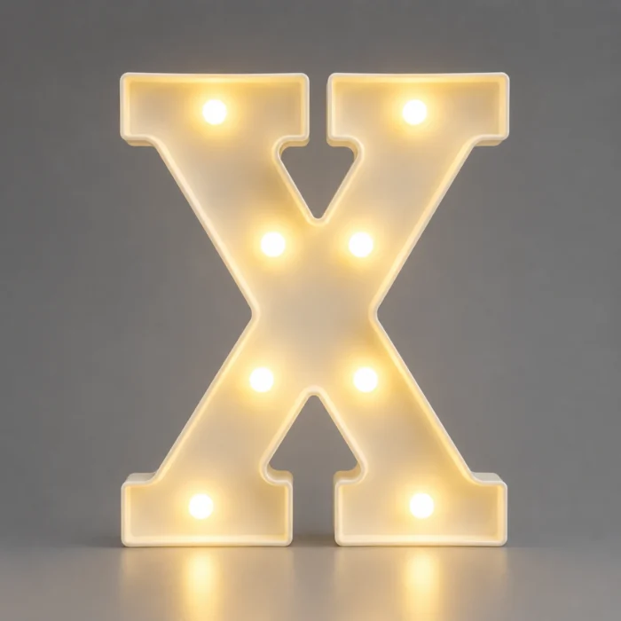 حرف X مضيء LED – ديكور حروف إنجليزية بإضاءة دافئة – 22×17.5 سم