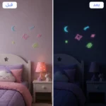 ⁦أشكال فضائية مضيئة في الظلام للأطفال – 5 قطع لتزيين الحائط والسقف مع لاصق تثبيت⁩ - الصورة ⁦3⁩