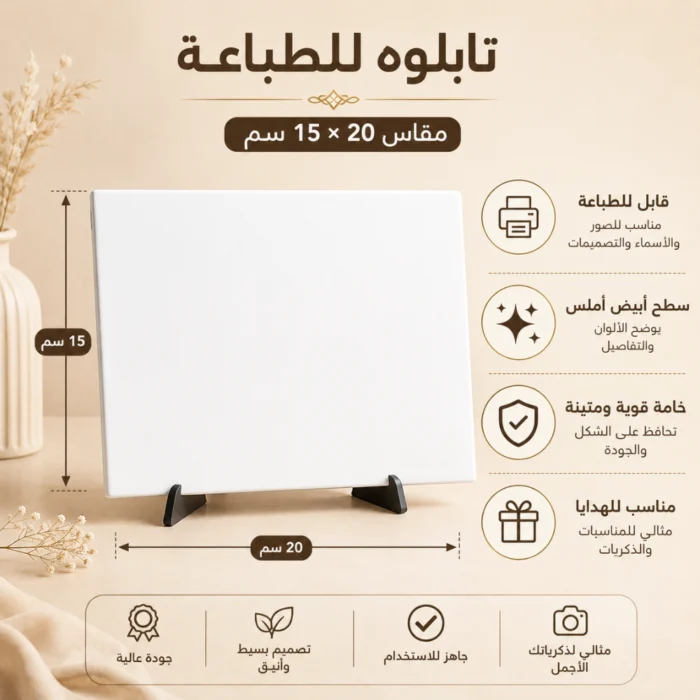 تابلوه خشب للطباعة مقاس 20×15 سم – قابل لتخصيص الصور والأسماء والتواريخ – هدية وديكور للمناسبات