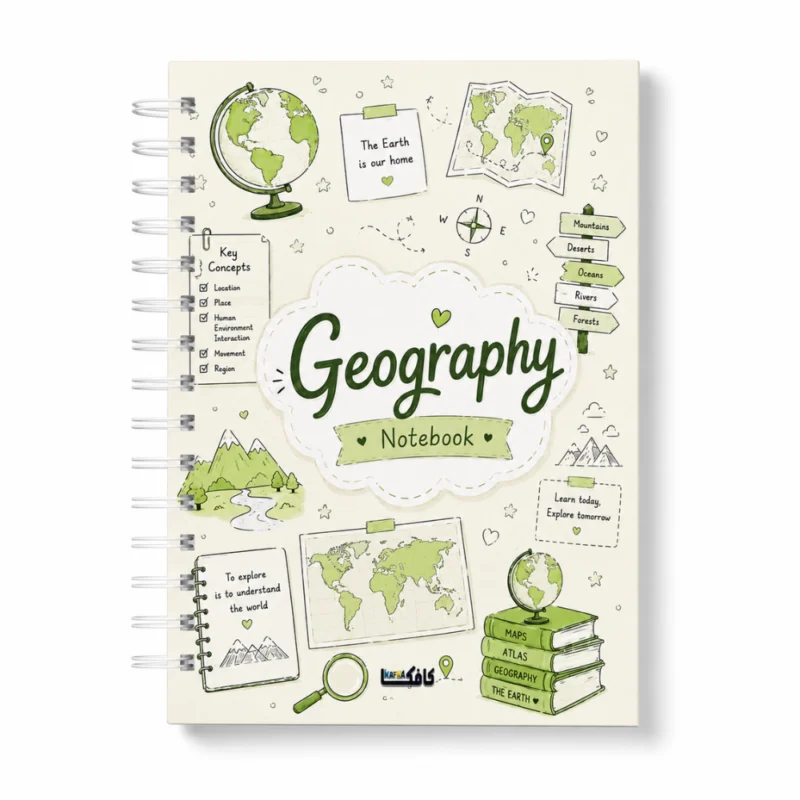 نوت بوك جغرافيا Geography A5 هارد كفر سلك 100 ورقة مسطرة