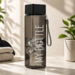 زجاجة مياه مربعة MY BOTTLE سعة 500 مل بغطاء محكم وحبل حمل – لون أسود