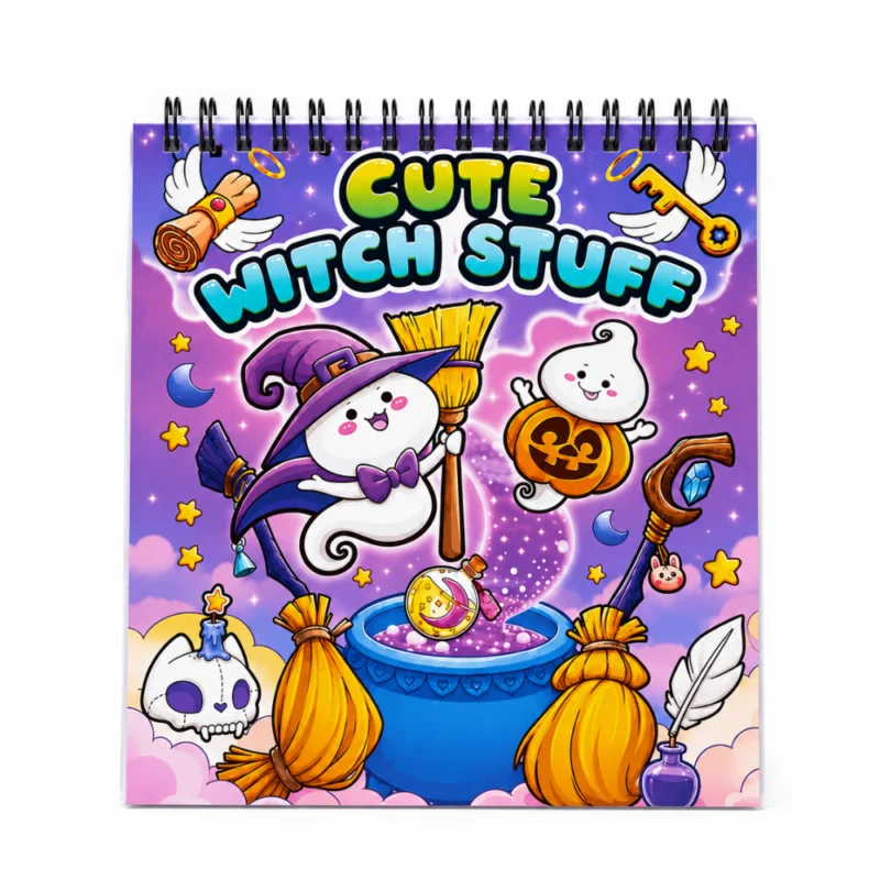 كتاب تلوين ماندلا كوزي Cozy للأطفال – Cute Witch Stuff – تلوين مع ورقة حماية 50 صفحة