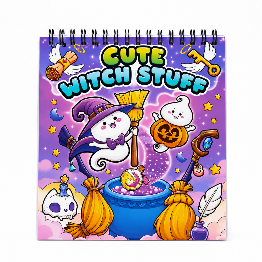 ساحره (1) كتاب تلوين ماندلا كوزي Cozy للأطفال – Cute Witch Stuff – تلوين مع ورقة حماية 50 صفحة