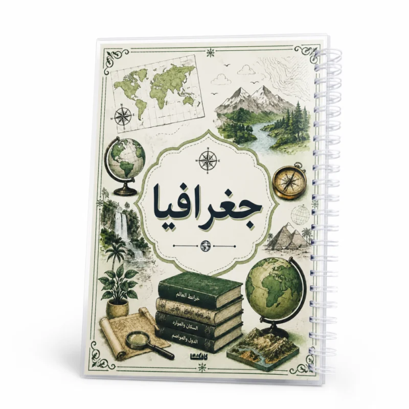 نوت بوك جغرافيا A4 سلك 100 ورقة مسطرة بغلاف بتصميم جغرافي