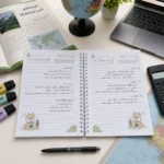 ⁦نوت بوك جغرافيا A4 سلك 100 ورقة مسطرة بغلاف بتصميم جغرافي⁩ - الصورة ⁦5⁩