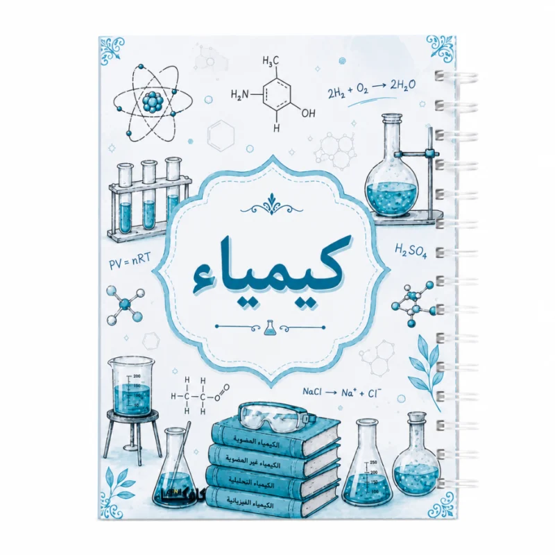 نوت بوك كيمياء Chemistry A5 هارد كفر سلك 100 ورقة مسطرة بتصميم علمي